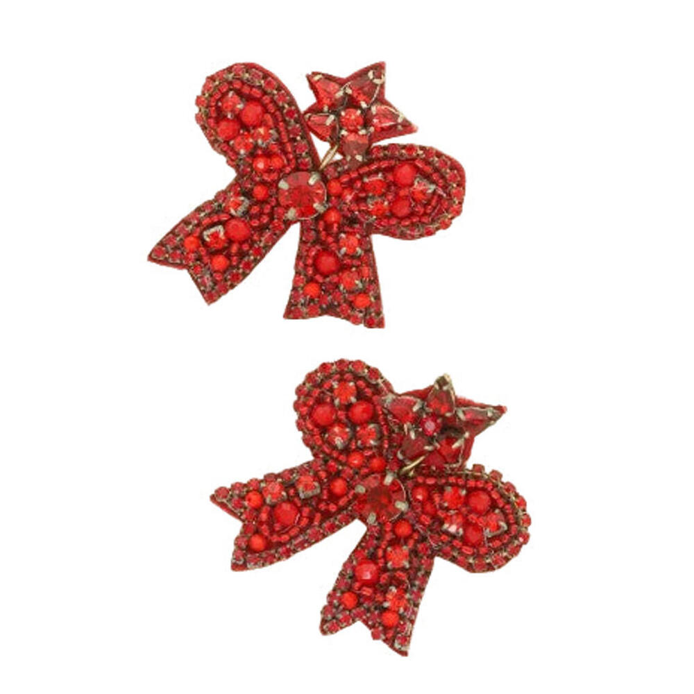 Christmas Bow Post Dangle Earrings
